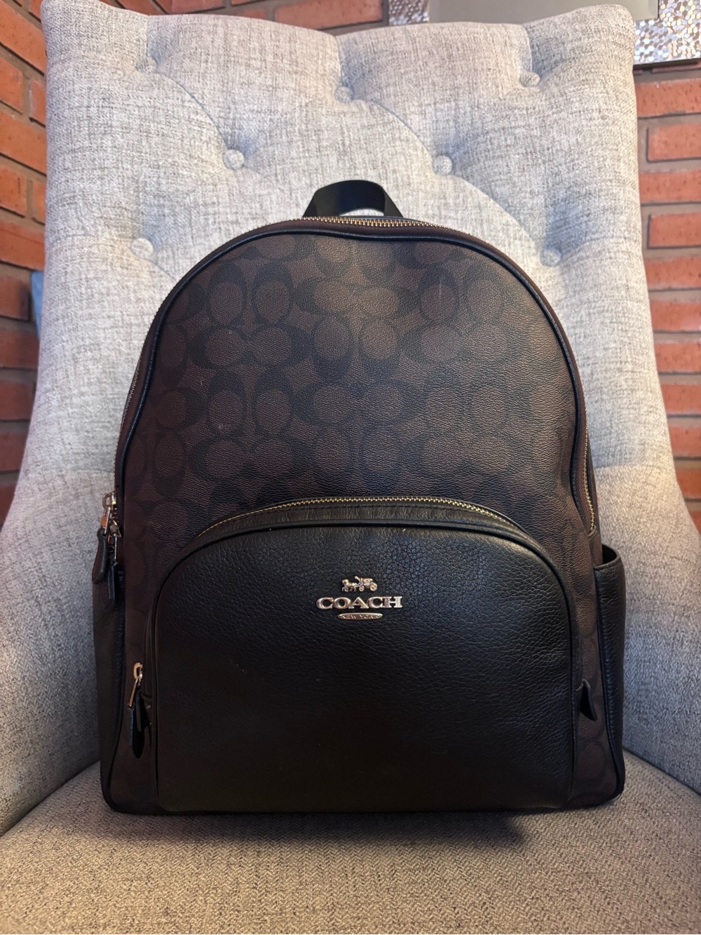 Coach Large Court Signature Canvas Backpack